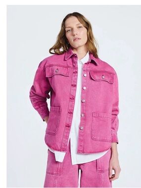 Scoop Large Women's Pink Cotton Denim Shacket NWT